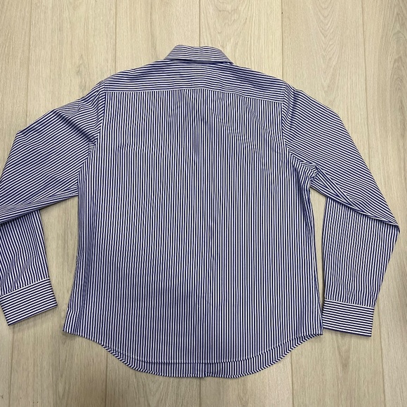 Polo Ralph Lauren Petite Women's Medium Blue & White Striped Polo Button Up - Picture 5 of 10